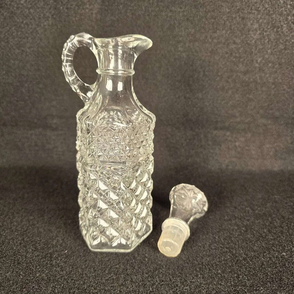 Wexford Anchor Hocking Clear Glass 6 Sided Vinegar Or Oil Decanter Cruet